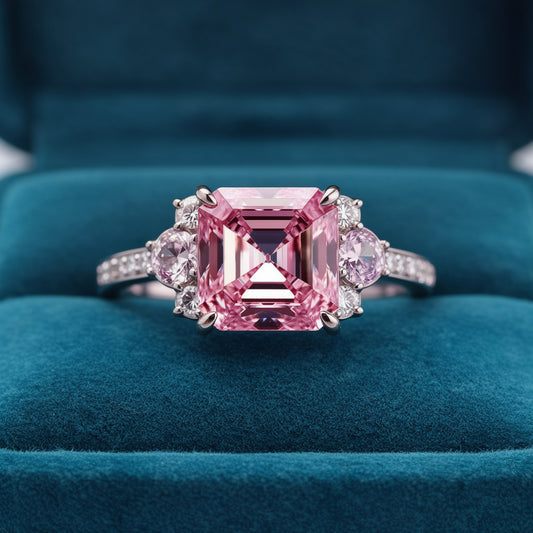 The Ulissa 2CT Asscher Cut Pink Gemstone Ring