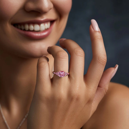Kristina 1CT Asscher Cut Pink Gemstone Ring
