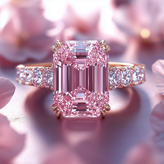 Camilla 3CT Emerald Cut Pink Gemstone Ring