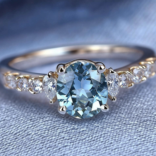 The Odalys 1CT Round Cut Blue Gemstone Ring