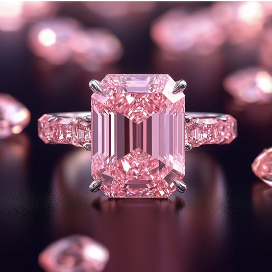 Prisca 3CT Emerald Cut Pink Gemstone Ring