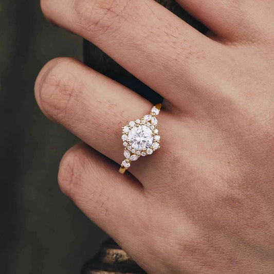 Gorgeous Moissanite Halo Engagement Ring