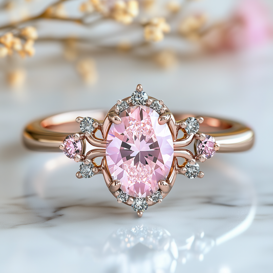 Valoria 1CT Oval Vintage Pink Gemstone Ring