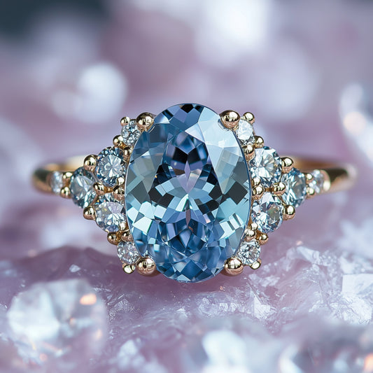 Lillian 2CT Oval Cut Blue Gemstone Ring