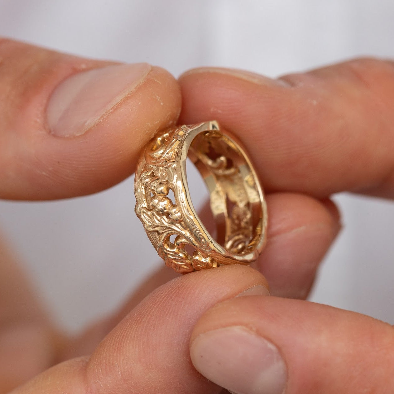 The Oak Promise: Hand-Engraved Wedding Bands