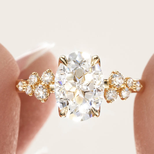 Oval Nova Design 2ct Diamond Cut Moissanite Engagement Ring