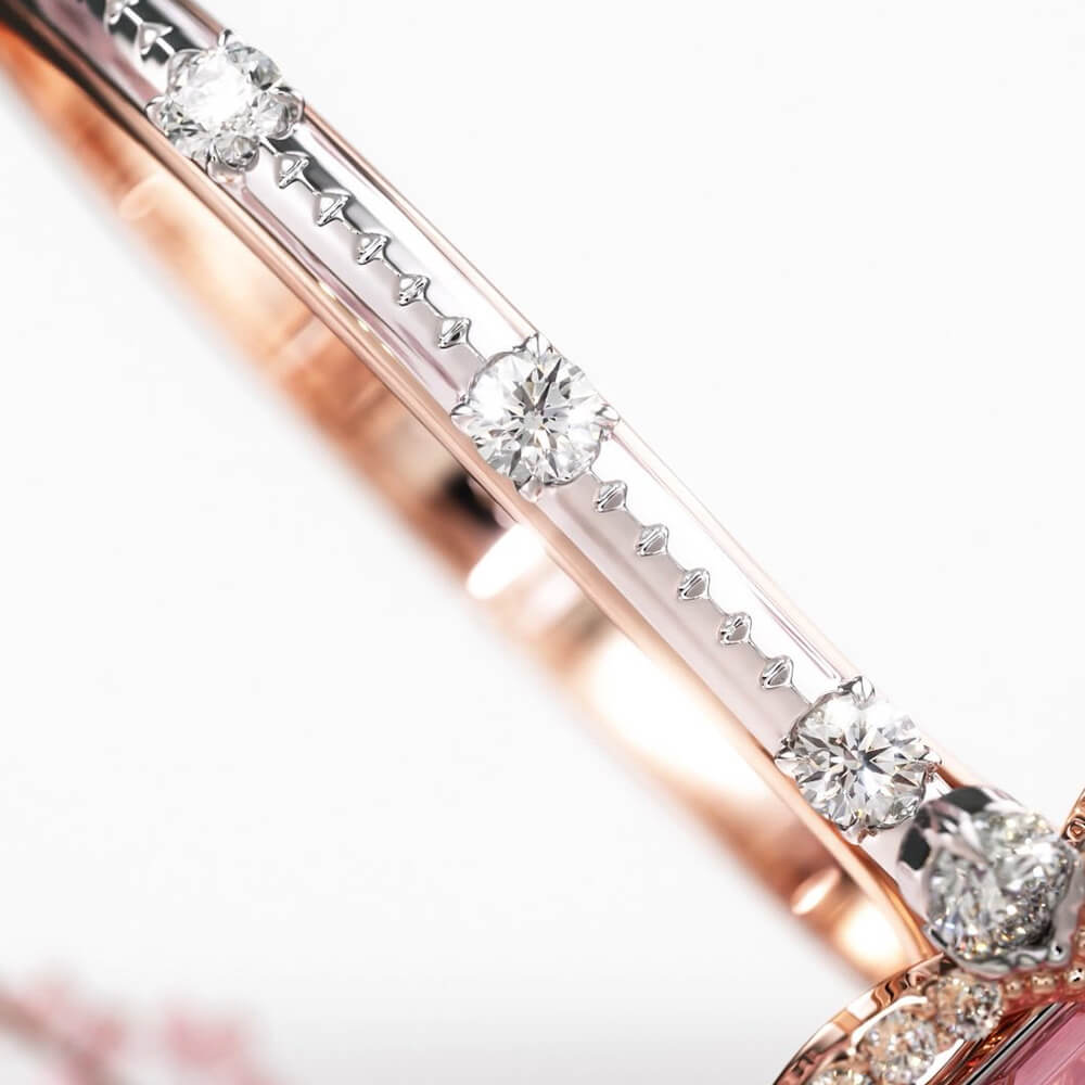 Floating Halo Design 2CT Radiant Cut Fancy Pink Gemstone Engagement Ring