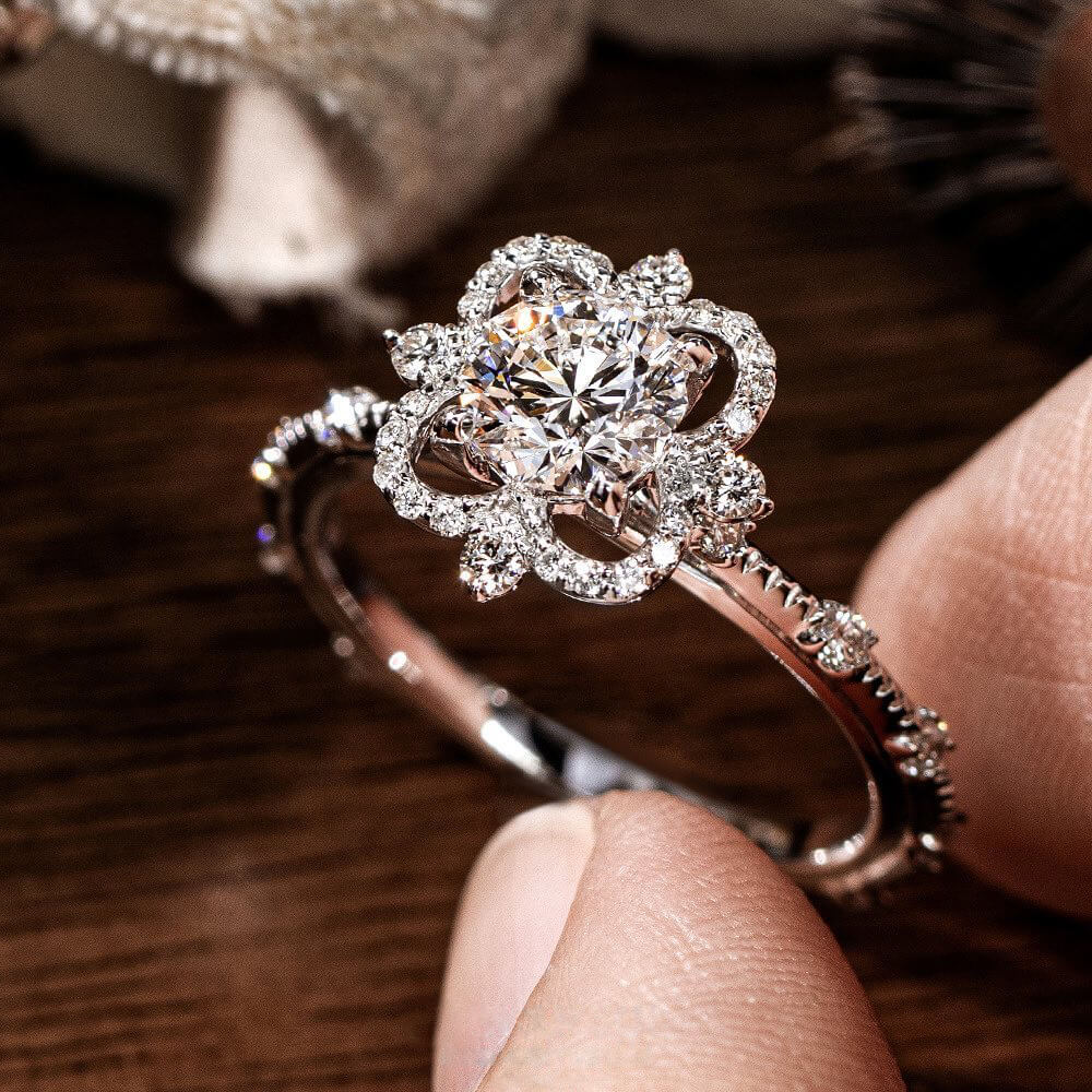 Floating Halo Design 2ct Round Cut Art Diamond Engagement Ring