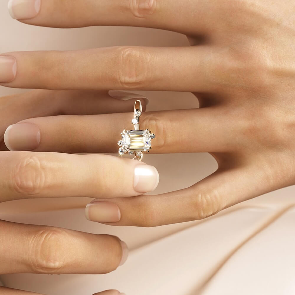 Emerald Cut Vintage Style 3CT Art Diamond Engagement Ring