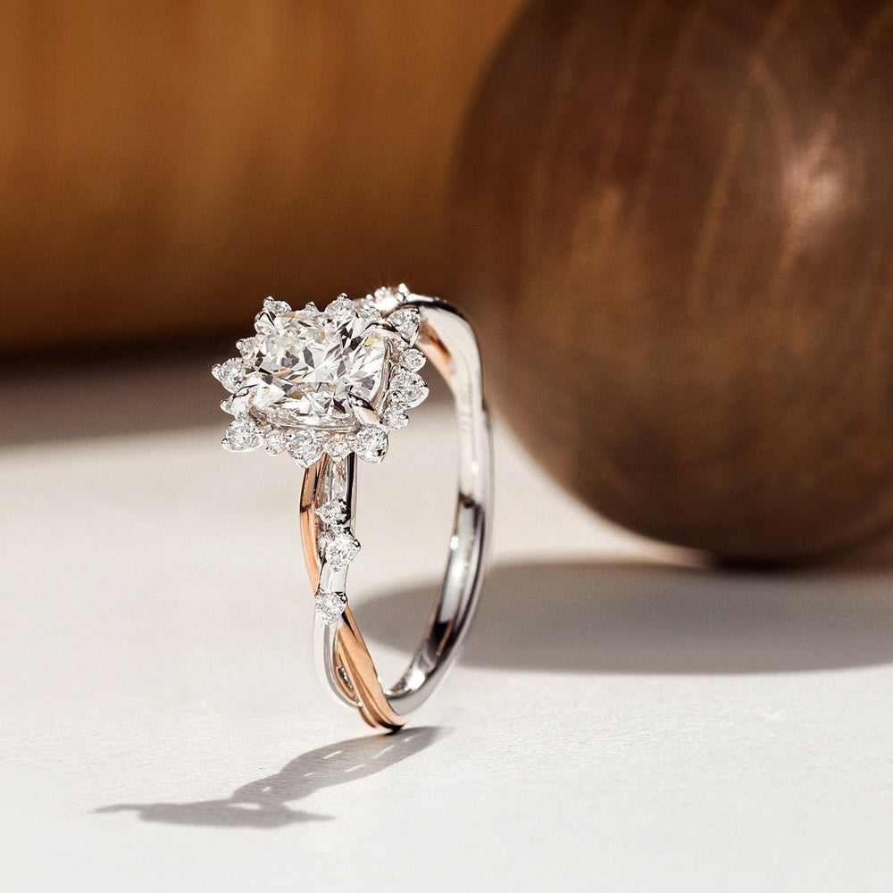 White Cushion Design 2CT Moissanite Engagement Ring