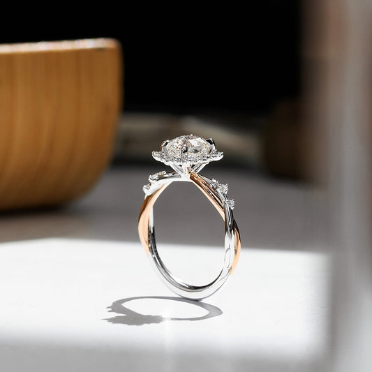 White Cushion Design 2CT Moissanite Engagement Ring