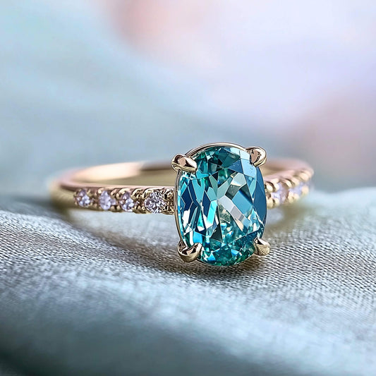 Camille 2CT Oval Cut Green Gemstone Ring
