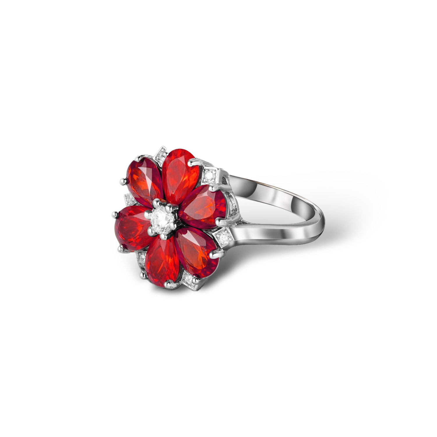 Garnet Blossom Floral Statement Ring - Stellaradorn