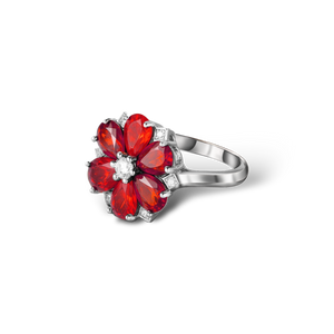 Garnet Blossom Floral Statement Ring - Stellaradorn