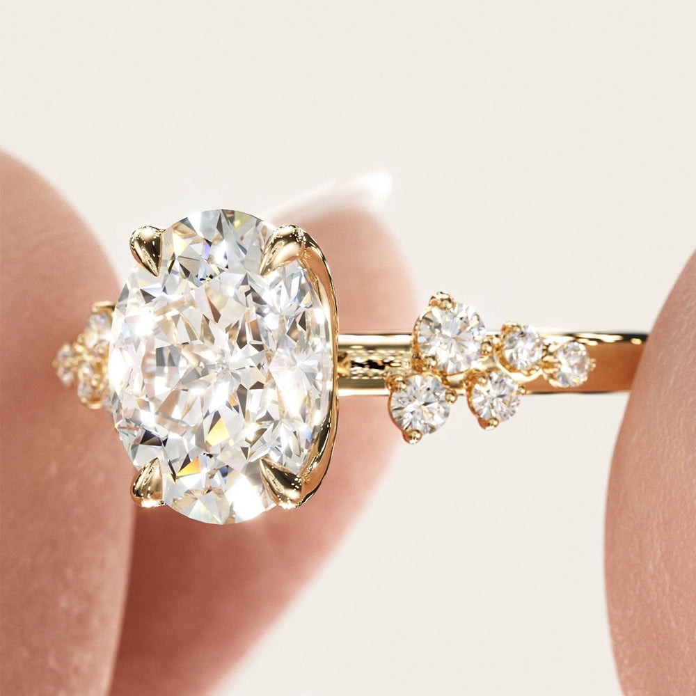 Oval Nova Design 2ct Diamond Cut Moissanite Engagement Ring