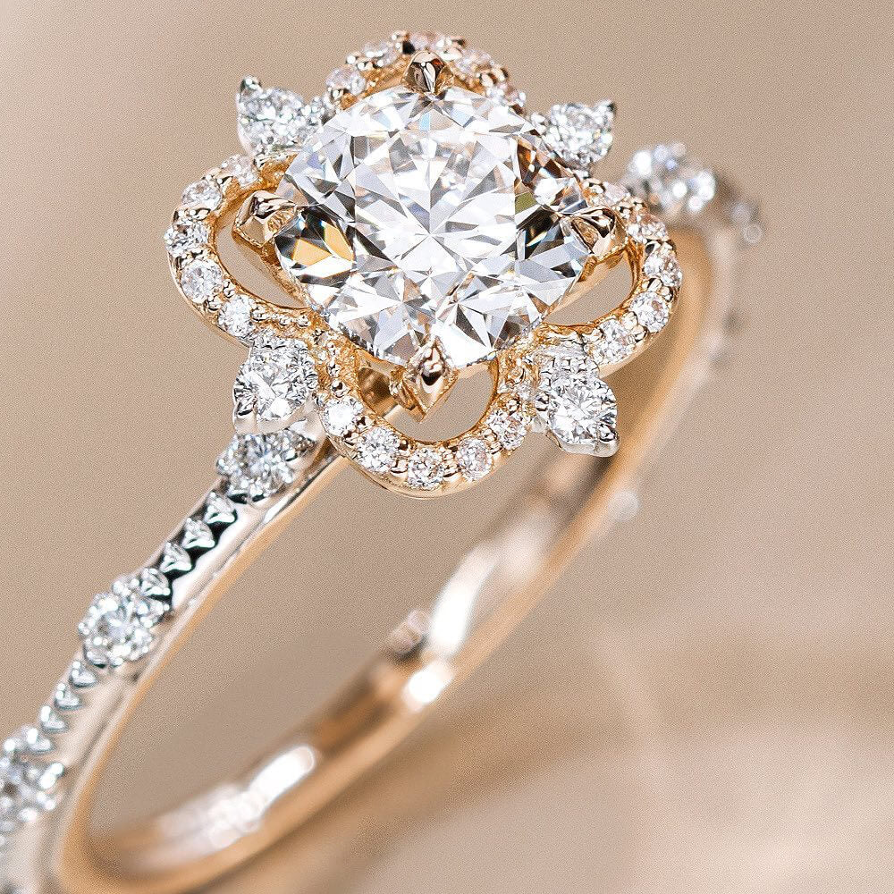 Floating Halo Design 2CT Round Cut Art Diamond Engagement Ring