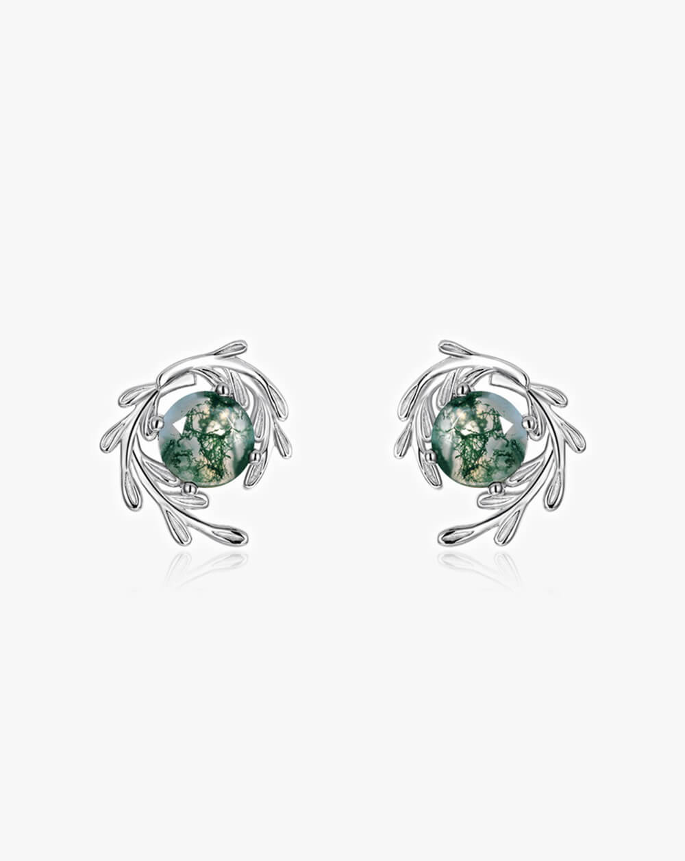 Enchanted Moss Agate Stud Earrings