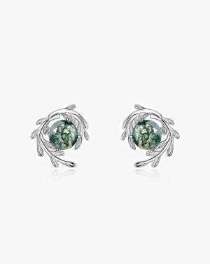 Enchanted Moss Agate Stud Earrings