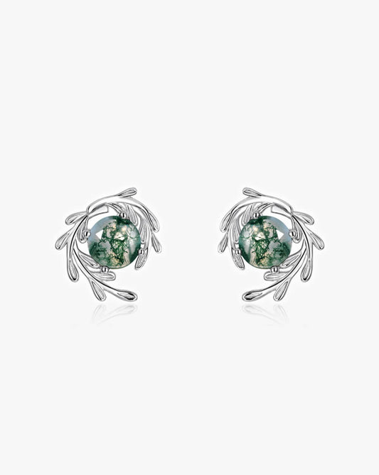 Enchanted Moss Agate Stud Earrings