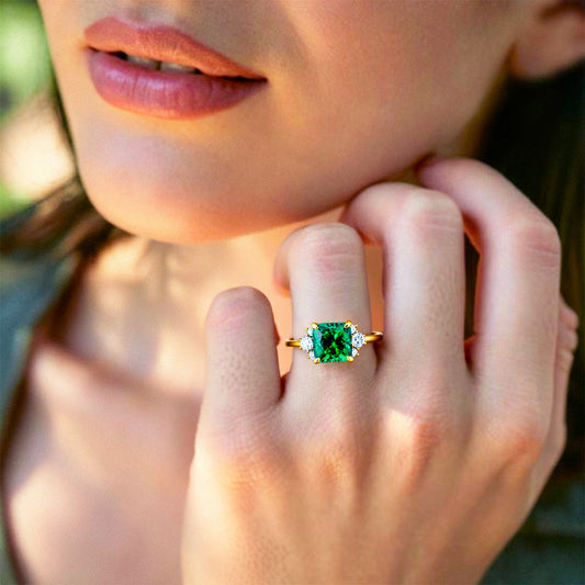 The Ulissa 2CT Princess Cut Green Gemstone Ring