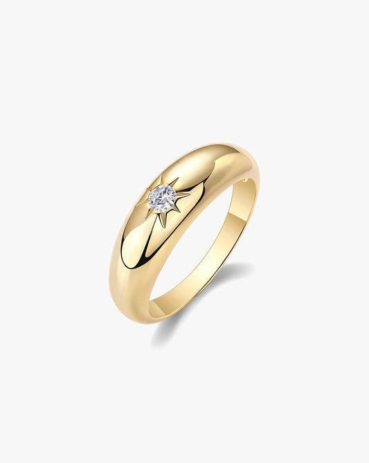 Antique Sunny Solitaire Chunky Ring-Unisex