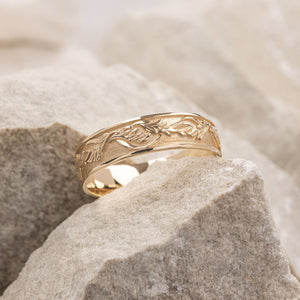 Timeless Promise | Wide Maple Leaf Wedding Band