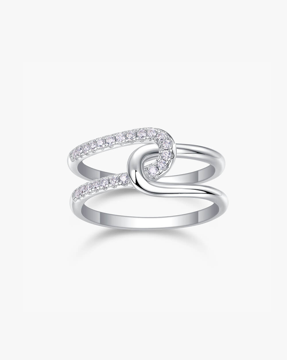 Vertice Lock Argent Silver Moissanite Ring