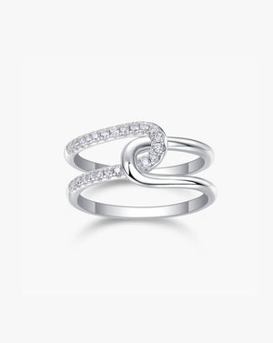 Vertice Lock Argent Silver Moissanite Ring
