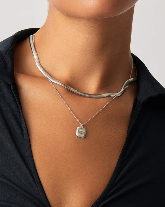 November Birthstone Pendant Necklace | Sterling Silver/Citrine