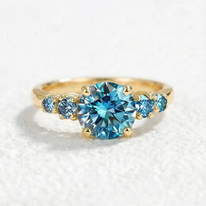 Althea  Classic 1CT Round-Cut Blue Sapphire Gold Ring