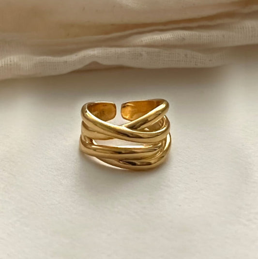 Minimalist Twist Gold Chunky Ring