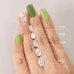 1.5ct Signature Pear Vintage Moss Agate Engagement Ring Set 2pcs - Lydia