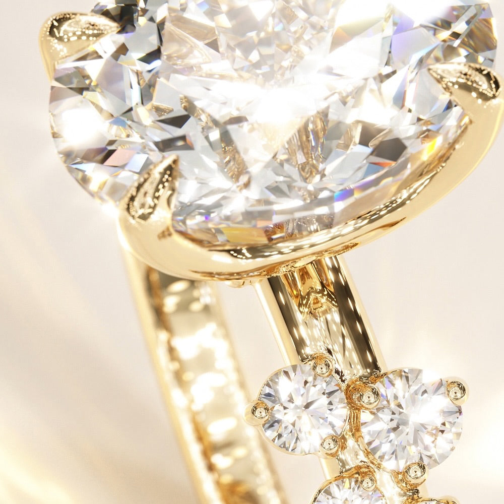 Oval Nova Design 2ct Diamond Cut Moissanite Engagement Ring