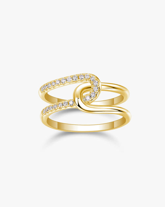 Vertice Lock Argent Silver Moissanite Ring
