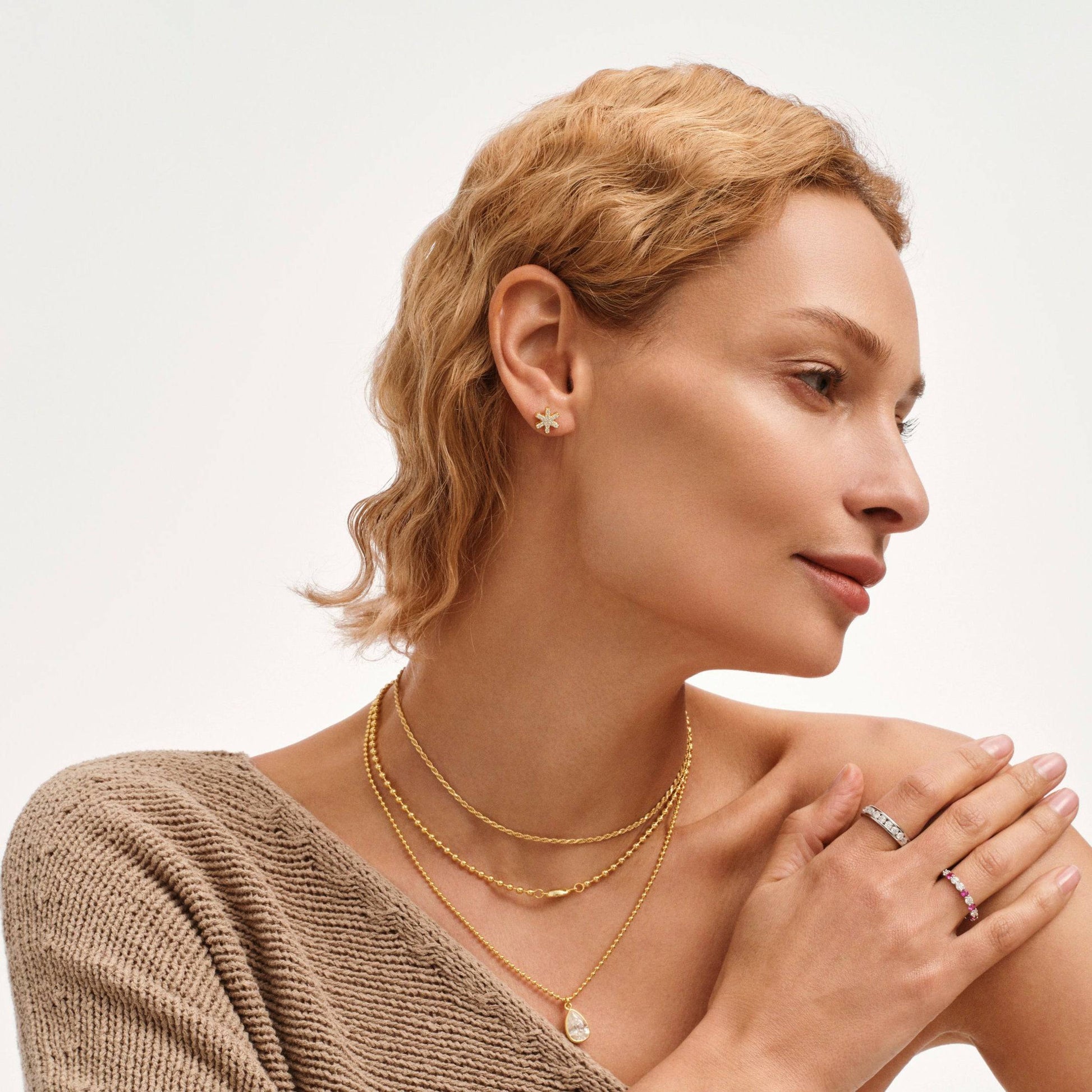 Layered Beaded Teardrop Pendant Necklace - Stellaradorn