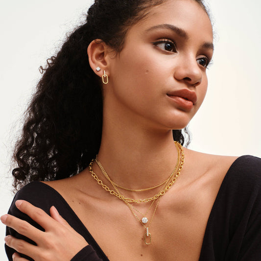 Multi-Layer Gold Solitaire Statement Necklace - Stellaradorn
