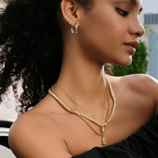 Beaded Teardrop Solitaire Pedant Necklace - Stellaradorn