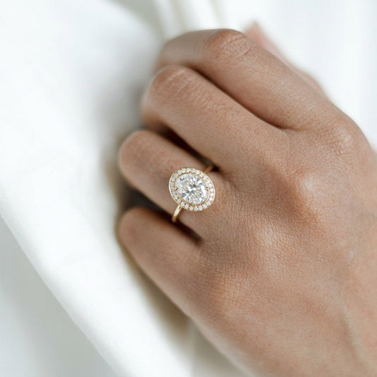 Astra‘s Radiance | 3CT Oval Moissanite Halo Ring