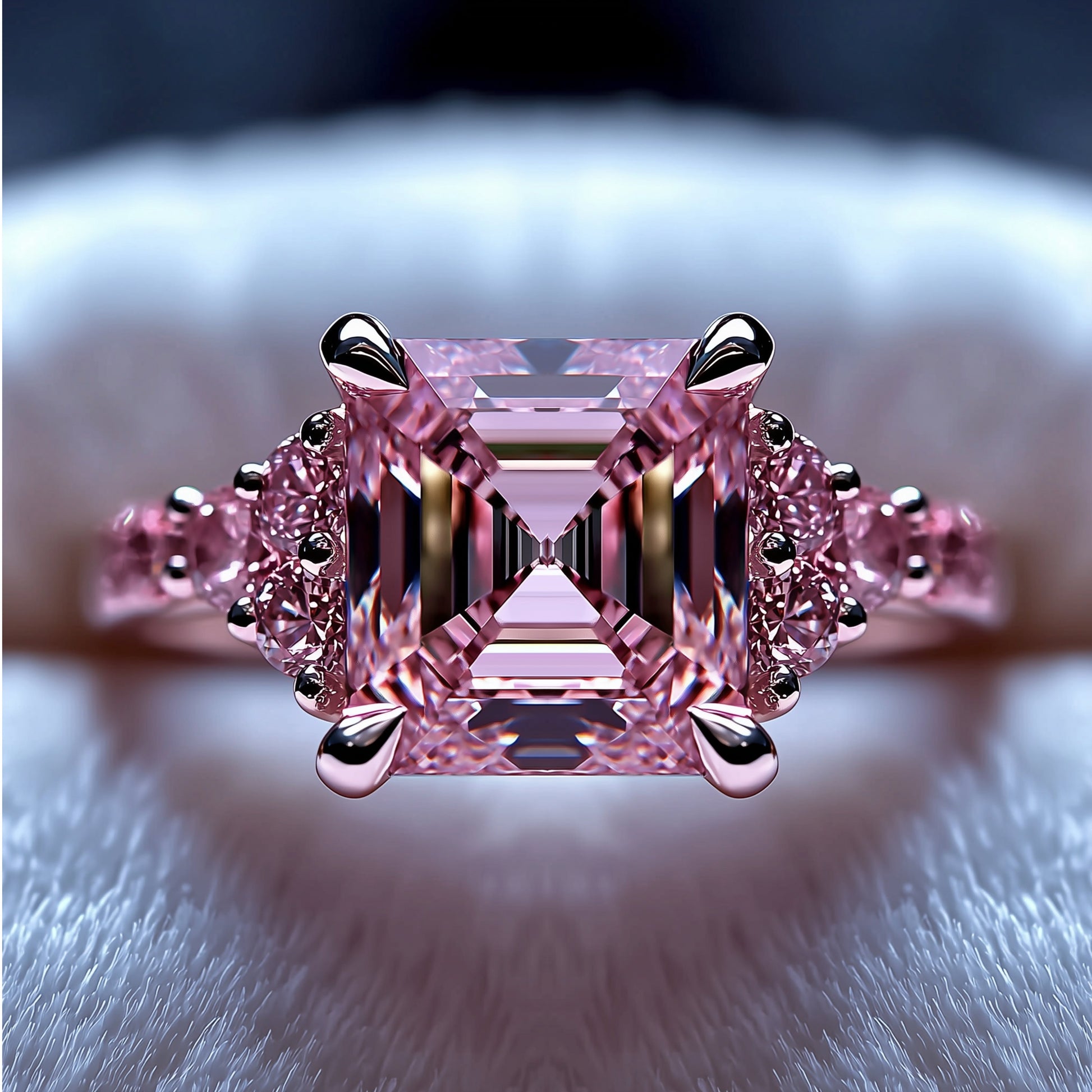 Kristina 3CT Asscher Cut Pink Gemstone Ring