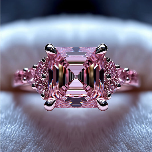 Kristina 3CT Asscher Cut Pink Gemstone Ring