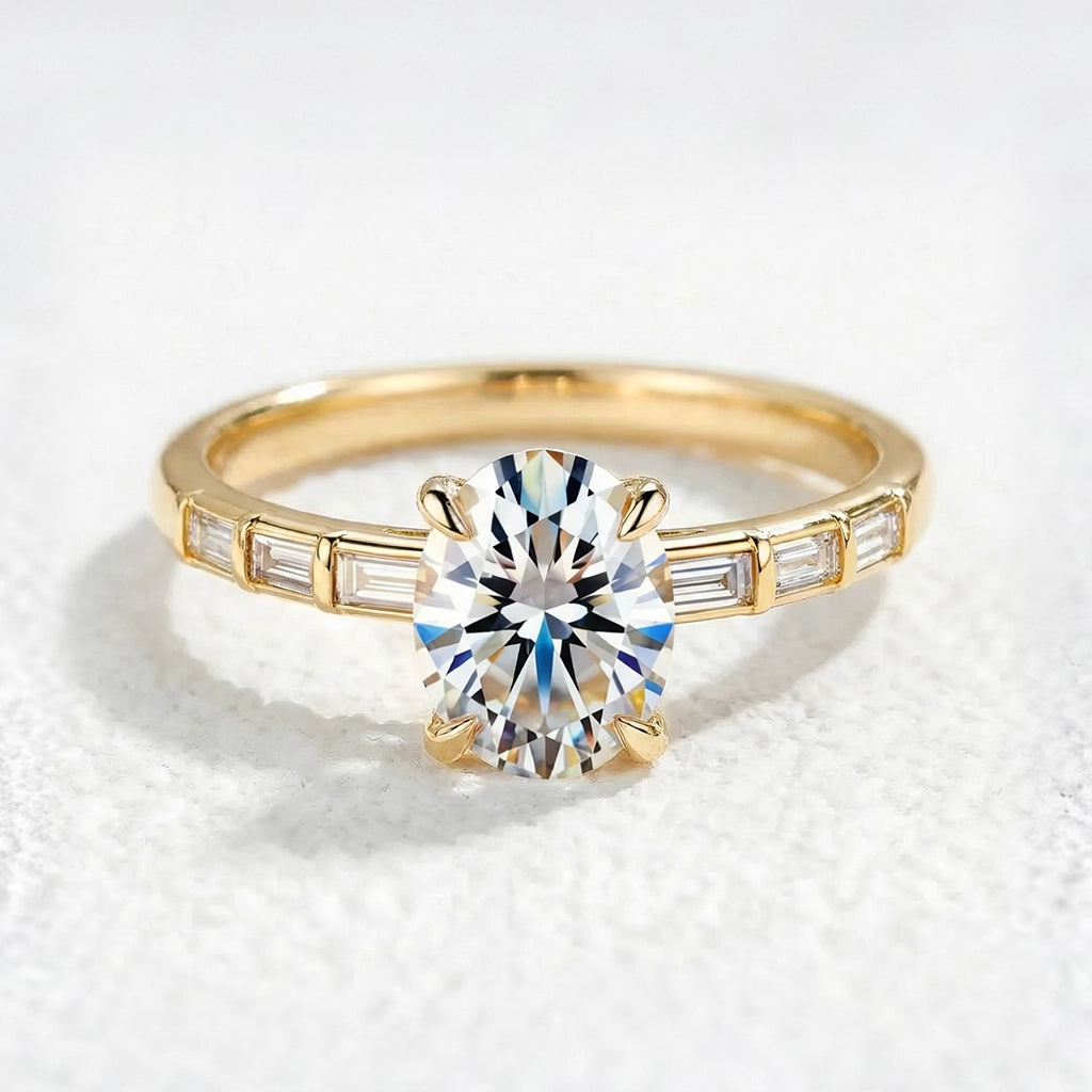 The Lumiera Modernist 2CT Oval Cut Moissanite Gold Ring