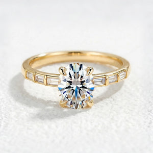 The Lumiera Modernist 2CT Oval Cut Moissanite Gold Ring