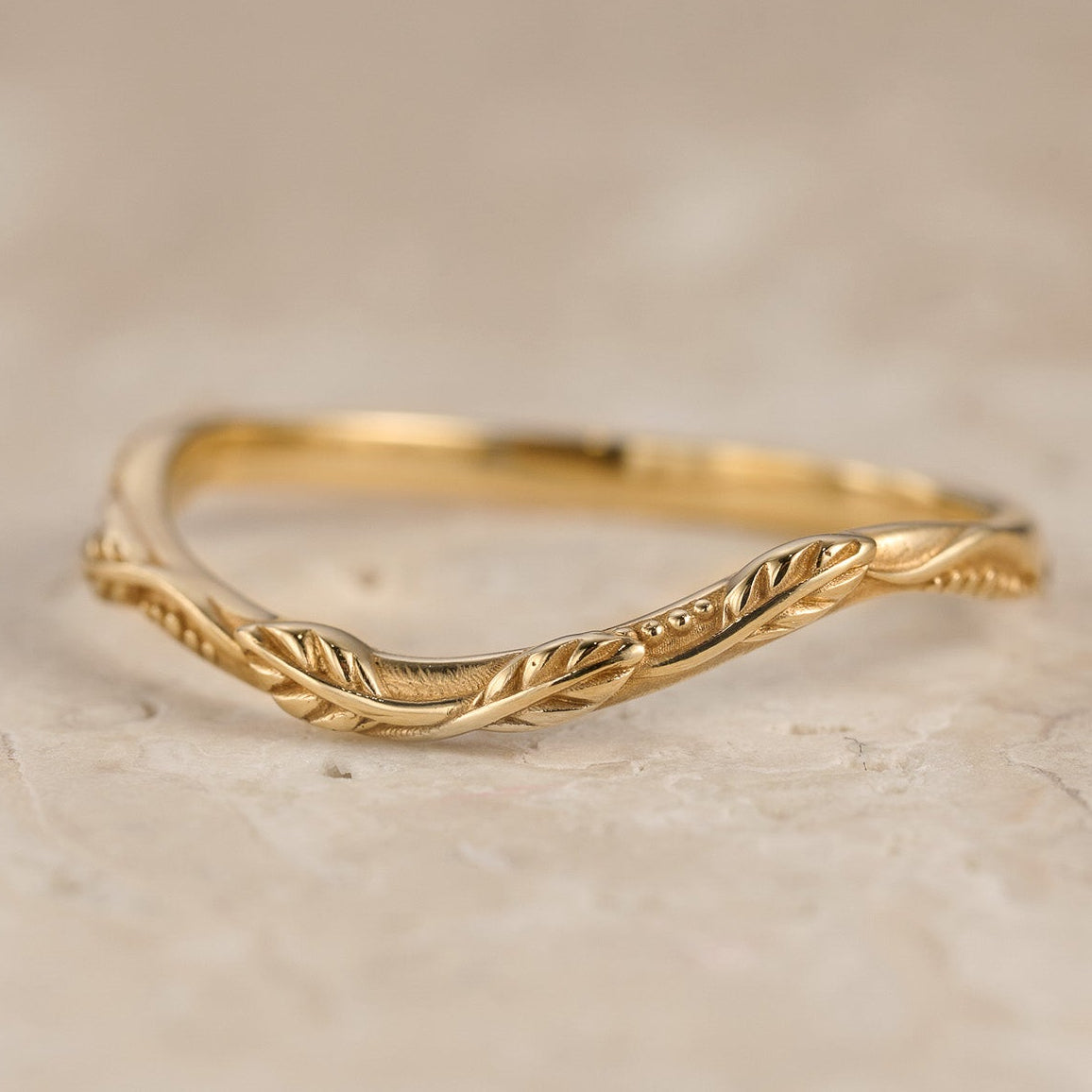 The Intertwined Wedding Set – Sandblasted Branch & Curved Vine Bands