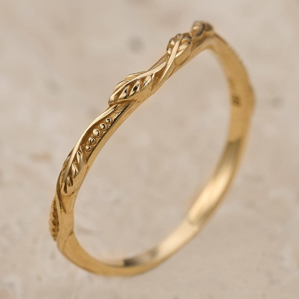 The Intertwined Wedding Set – Sandblasted Branch & Curved Vine Bands