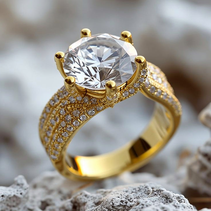 Solitaire Princess-Cut Silver Moissanite Statement Ring