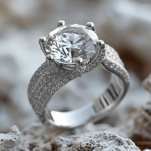Solitaire Princess-Cut Silver Moissanite Statement Ring