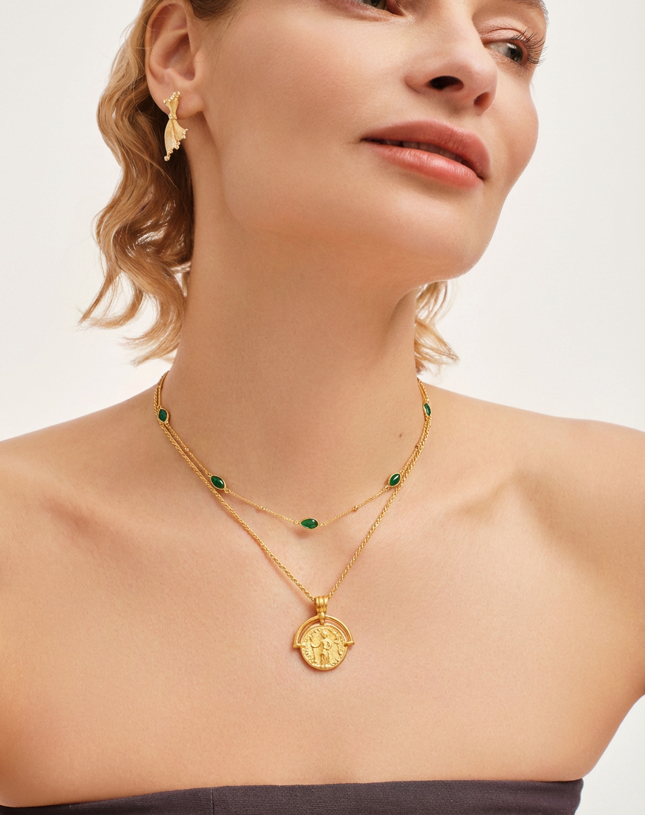 18K Gold Vermeil Magma Gemstone Charm Choker