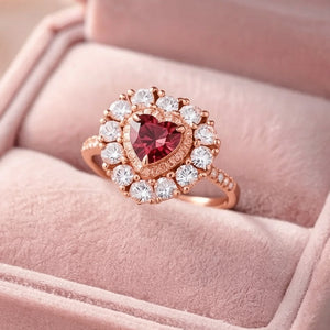 The Crowned Heart | Radiant Ruby Halo Engagement Ring