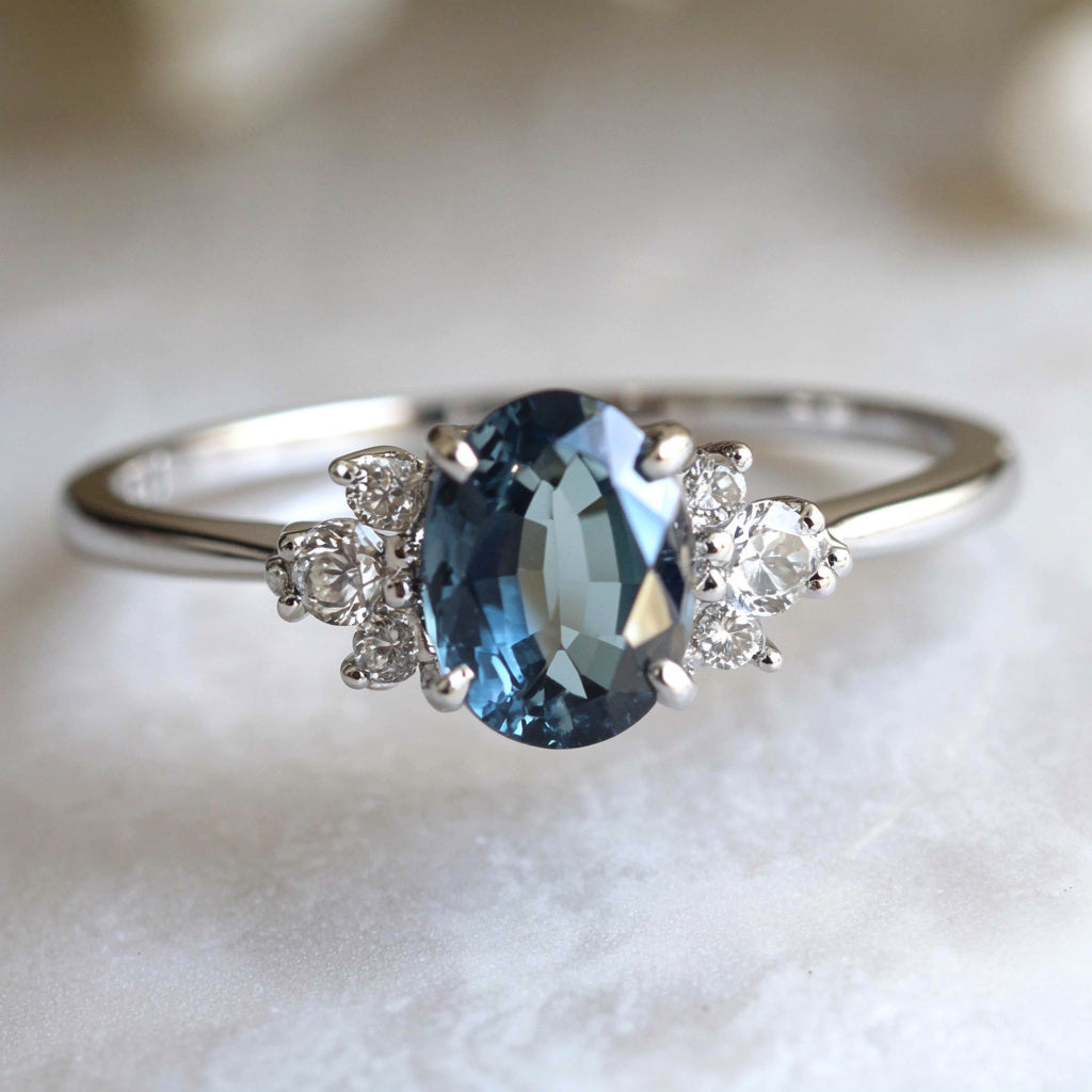 The Starlit Pledge | Oval Blue Sapphire Eternity Engagement Ring
