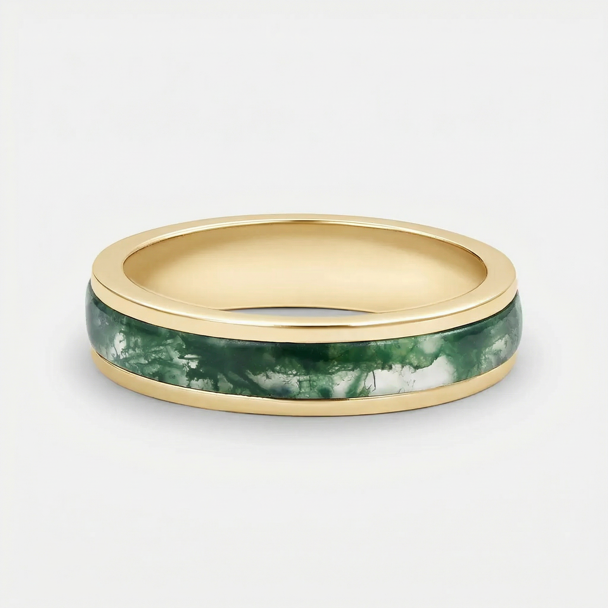 Eternal Lichen | Moss Agate Inlay Men‘s Wedding Band